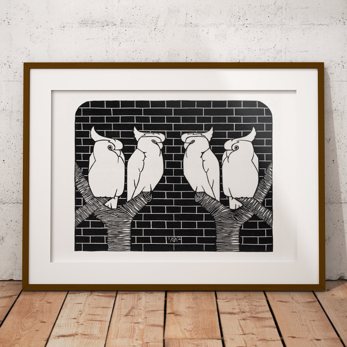 Four crowned cockatoos