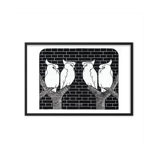 Four crowned cockatoos